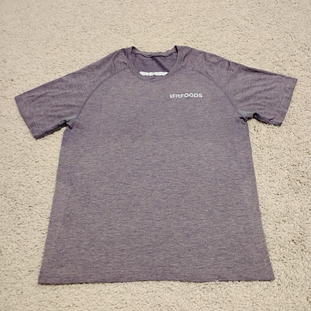Lululemon Shirt Men Large Purple Metal Vent Tech Workout Running Performance Gym